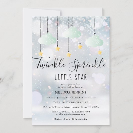 Twinkle Sprinkle Little Star Winter Baby shower Kaart (Voorkant)