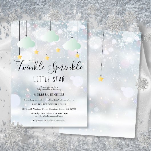 Twinkle Sprinkle Little Star Winter Baby shower Kaart