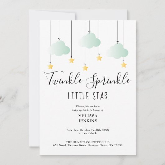 Twinkle Sprinkle Neutrale QR Code Baby Shower Kaart (Voorkant)