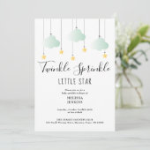Twinkle Sprinkle Neutrale QR Code Baby Shower Kaart (Staand voorkant)