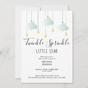Twinkle Sprinkle Neutrale QR Code Baby Shower Kaart