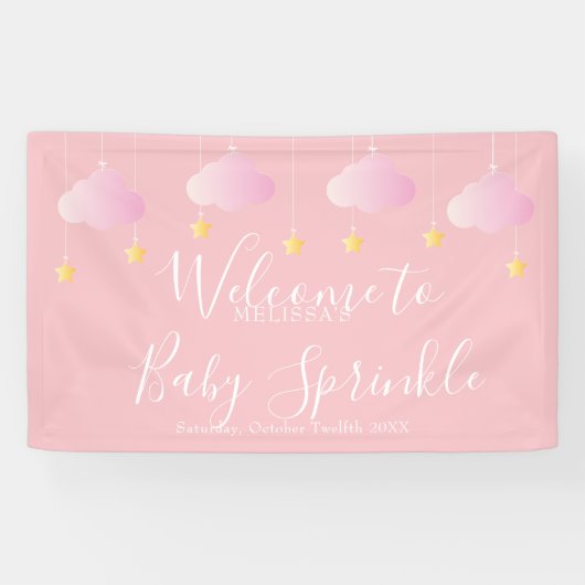 Twinkle Sprinkle Pink Baby Girl Shower Spandoek (Horizontaal)
