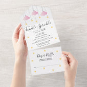 Twinkle Sprinkle Pink Girl Baby shower All In One Uitnodiging (Afscheurbaar)