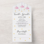 Twinkle Sprinkle Pink Girl Baby shower All In One Uitnodiging (Binnen)