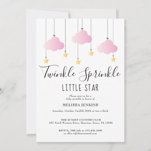 Twinkle Sprinkle Roze Meisje All In One Baby Showe Kaart (Voorkant)