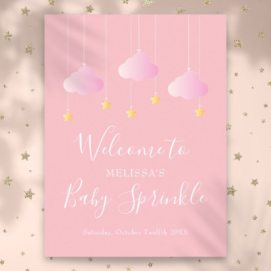 Twinkle Sprinkle Roze Welkom Baby Meisje Feest Poster