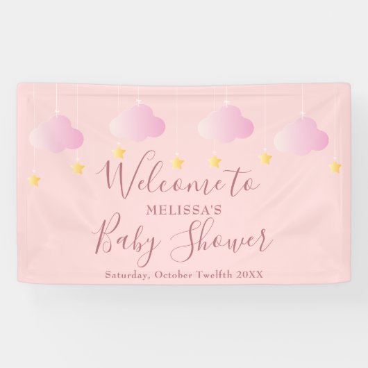 Twinkle Sprinkle Roze Welkom Baby Meisje Spandoek (Horizontaal)