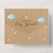 Twinkle Sprinkle Rustic Blue Clouds Baby shower All In One Uitnodiging (Achterkant)