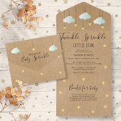 Twinkle Sprinkle Rustic Gender Neutraal Baby showe All In One Uitnodiging