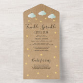 Twinkle Sprinkle Rustische Geslachtsonafhankelijke All In One Uitnodiging (Binnen)