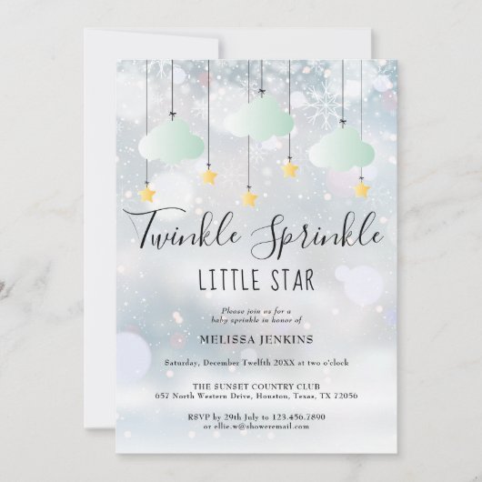 Twinkle Sprinkle Winter All In One Baby Shower Kaart (Voorkant)