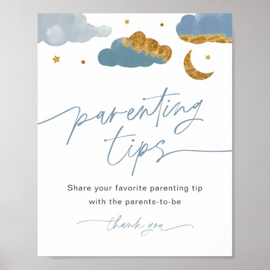 Twinkle Star Baby shower Boy ouderschap Tips Poster (Voorkant)