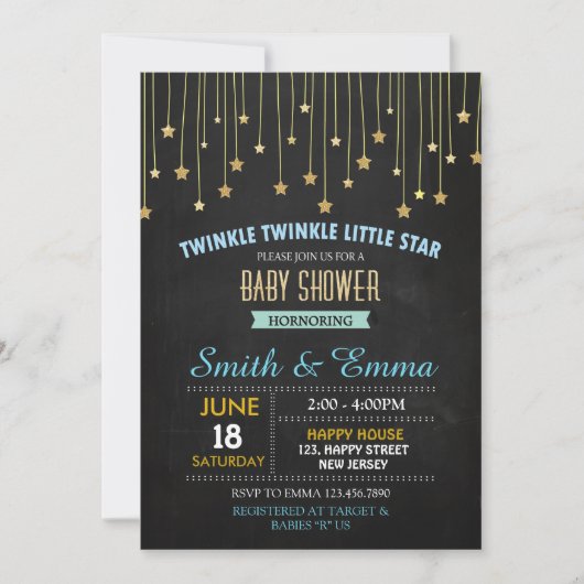 Twinkle Star Baby shower Invitation Kaart (Voorkant)
