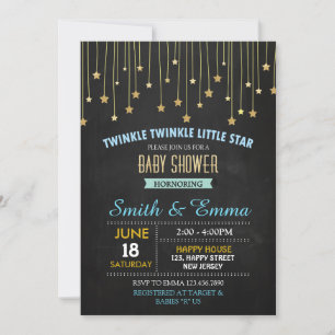 Twinkle Star Baby shower Invitation Kaart