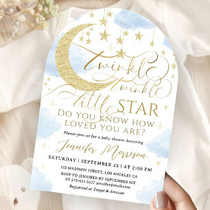 Twinkle Star Baby Shower Jongen Blauwe Gouden Boog Kaart