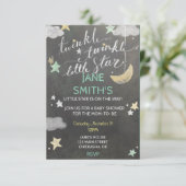 Twinkle Star Baby shower Uitnodigen Kaart (Staand voorkant)