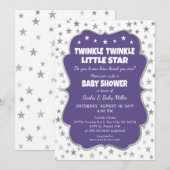 Twinkle Star Baby shower ultra violette uitnodigin Kaart (Voorkant / Achterkant)
