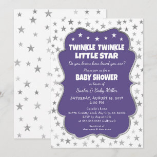 Twinkle Star Baby shower ultra violette uitnodigin Kaart