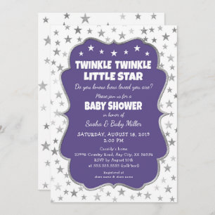 Twinkle Star-Baby shower ultraviolette uitnodiging