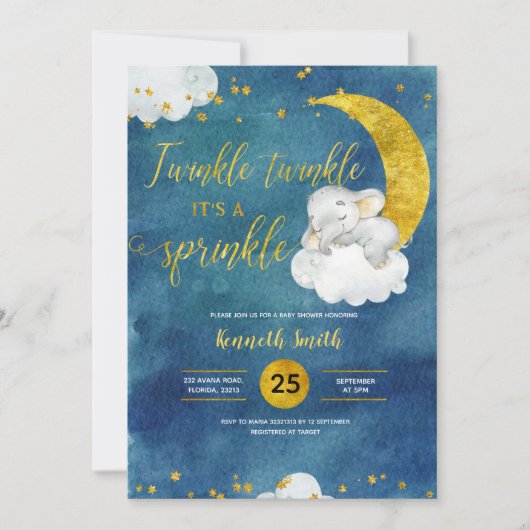 Twinkle Star Baby Sprinkle Uitnodiging (Voorkant)