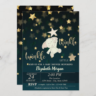 Twinkle Star Black, Gold, Beer Baby shower Kaart