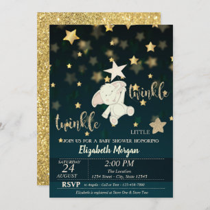 Twinkle Star Black, Gold Glitter, Beer Baby shower Kaart