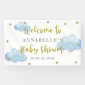 Twinkle Star Blue Clouds Baby shower Backdrop Spandoek (Horizontaal)