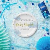 Twinkle Star Blue Clouds Waterverf Baby shower Papieren Bordje (Feest)