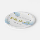 Twinkle Star Blue Clouds Waterverf Baby shower Papieren Bordje (Gekanteld)
