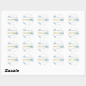 Twinkle Star Blue Clouds Waterverf Baby shower Ronde Sticker (Vel)