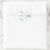 Twinkle Star Blue Clouds Waterverf Baby shower Ronde Sticker (Tas)