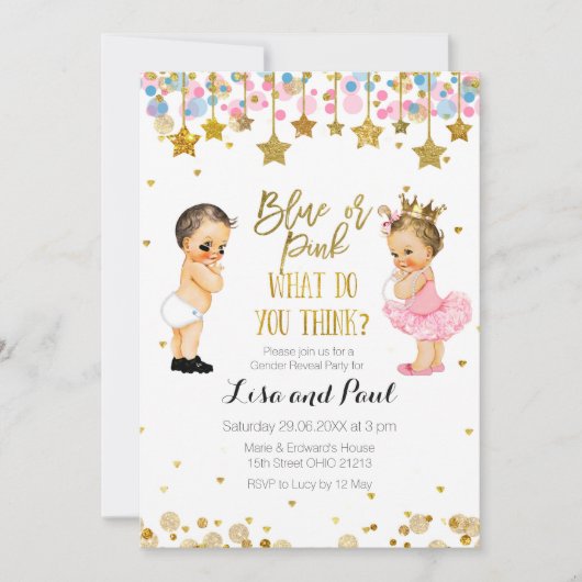 Twinkle Star Blue of Pink Gender onthullen Kaart (Voorkant)