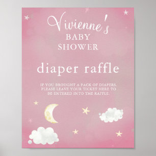 Twinkle Star Blush Pink Baby shower Diaper Raffle Poster