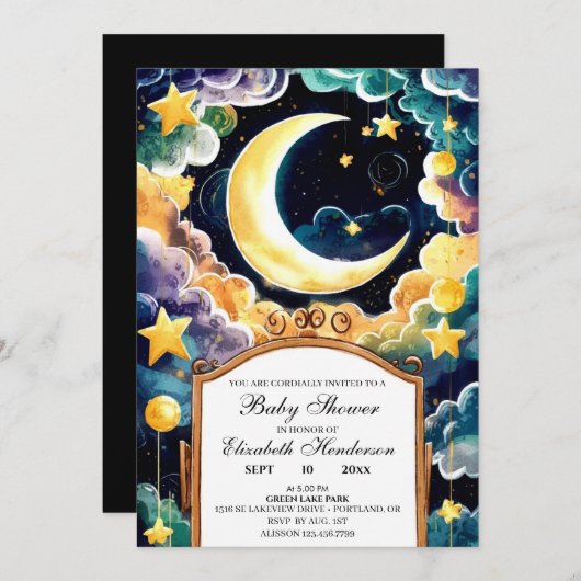 Twinkle Star Boho Celestial Baby shower Kaart (Voorkant / Achterkant)