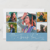 Twinkle Star Denim Blau Grad Multi Foto Bedankt Aankondiging (Voorkant)