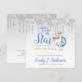 TWINKLE Star Drip Glitter Woodland Deer BAPTISM Kaart (Voorkant / Achterkant)