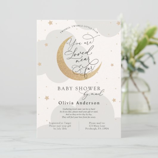 Twinkle Star en Moon Shower per Mail Kaart (Staand voorkant)