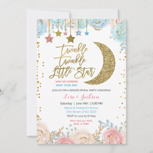 Twinkle Star Gender onthult Invitation, Girl of Bo Kaart (Voorkant)