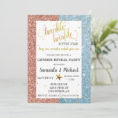 Twinkle Star Glitter Goud Geslacht Reveal Feestje Kaart (Staand voorkant)
