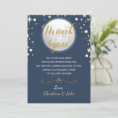 Twinkle Star Glitter Navy Gold Moon Baby shower Bedankkaart (Staand voorkant)