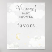 Twinkle Star Gray Baby shower Favors Poster (Voorkant)
