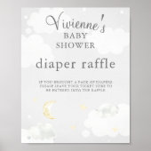 Twinkle Star Grey Baby shower Diaper Raffle Poster (Voorkant)
