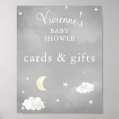 Twinkle Star Grey Baby shower Kaarten & cadeautjes Poster (Voorkant)