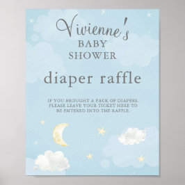Twinkle Star Light Blue Baby shower Diaper Raffle Poster