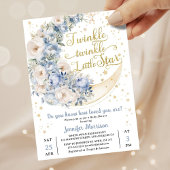 Twinkle Star Moon Baby Shower Jongen Blauw Kaart