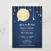 Twinkle Star Moon Celestial Baby shower Invitation Kaart (Voorkant)