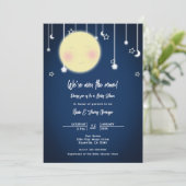 Twinkle Star Moon Celestial Baby shower Invitation Kaart (Staand voorkant)