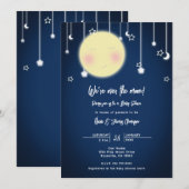 Twinkle Star Moon Celestial Baby shower Invitation Kaart (Voorkant / Achterkant)