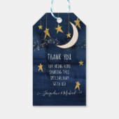 Twinkle Star Moon Navy Blauw Goud Baby Jongen Douc Cadeaulabel (Achterkant)