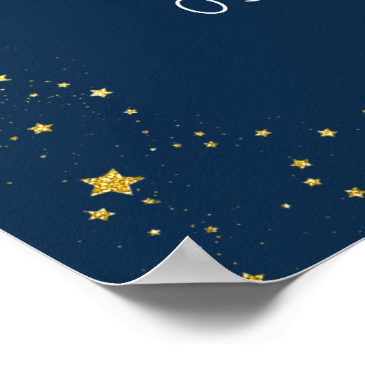 Twinkle Star Navy & Gold Baby shower Welkom Poster (Hoek)